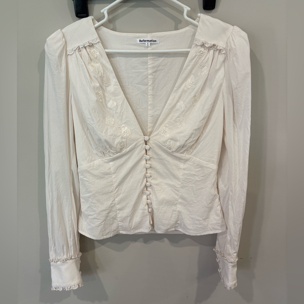 Women's Cream Button-Up Top